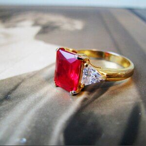 18K Gold Filled Vintage Ruby Ring size 7